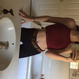 Maroon crochet crop top